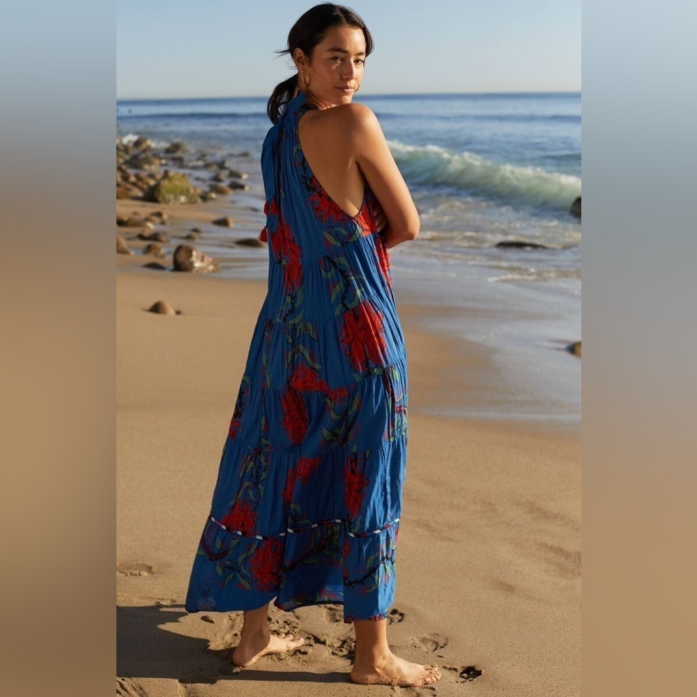 Anthropologie Ro's Garden Valley Halter Cover-Up Maxi Dress Size S - Picture 3 of 7